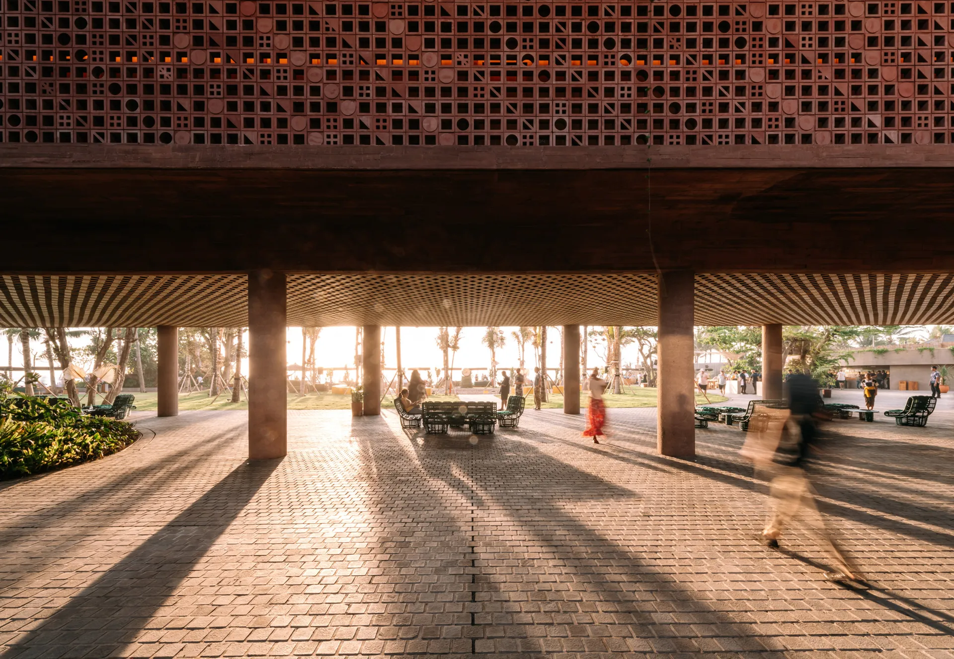 BYO Living showroom entrance with woven bamboo ceiling and facade