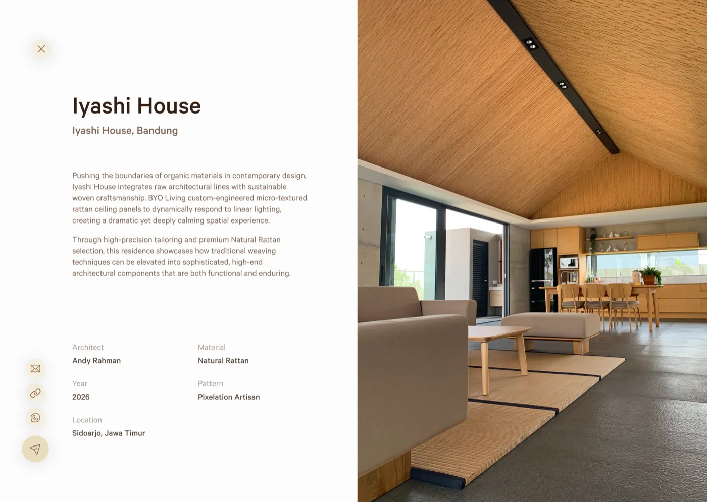 BYO Living project detail page for the Iyashi House case
