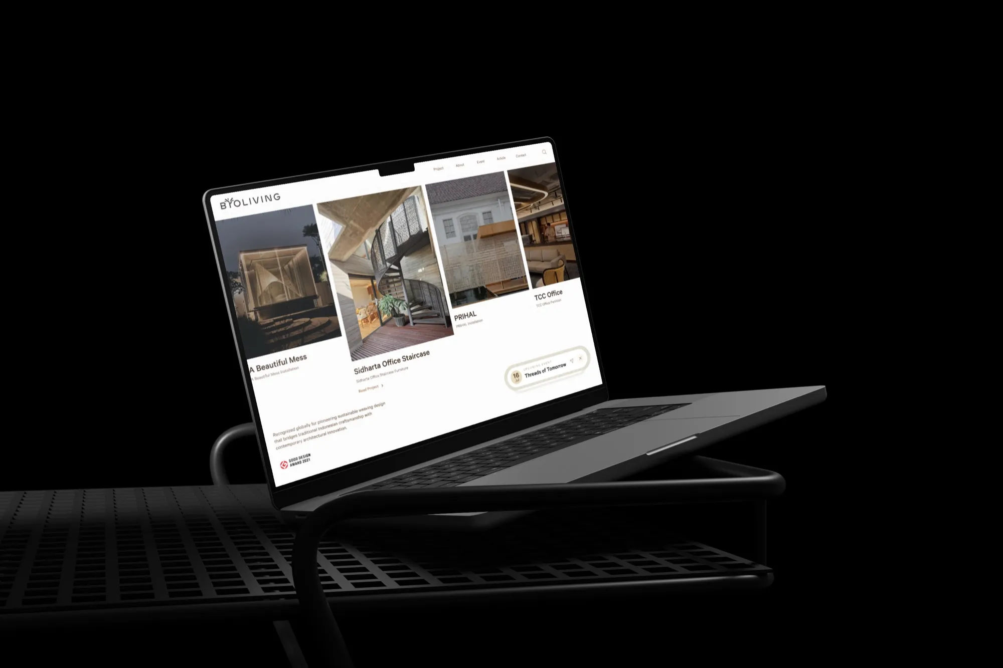 The BYO Living website shown on a laptop